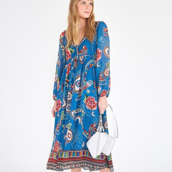 Farm Rio Dresses & Skirts - Farm Rio Mystic Blue Midi Dress